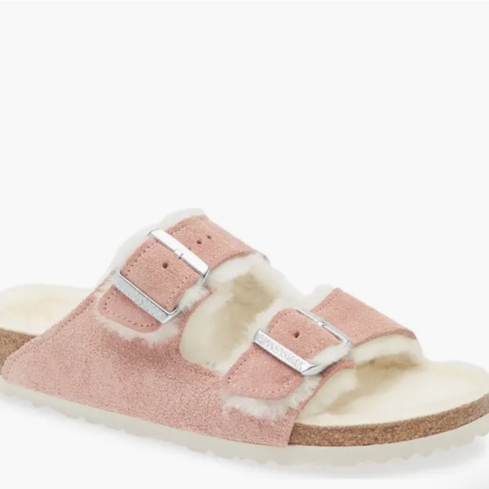 birkenstock Arizona Genuine Shearling Slide Sandal
